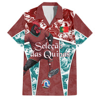 Personalized Portugal Football Hawaiian Shirt Selecao das Quinas Rooster Mascot Ornate Marble Swirl