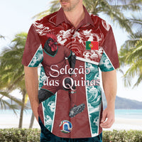 Personalized Portugal Football Hawaiian Shirt Selecao das Quinas Rooster Mascot Ornate Marble Swirl