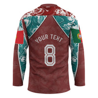Personalized Portugal Football Hockey Jersey Selecao das Quinas Rooster Mascot Ornate Marble Swirl