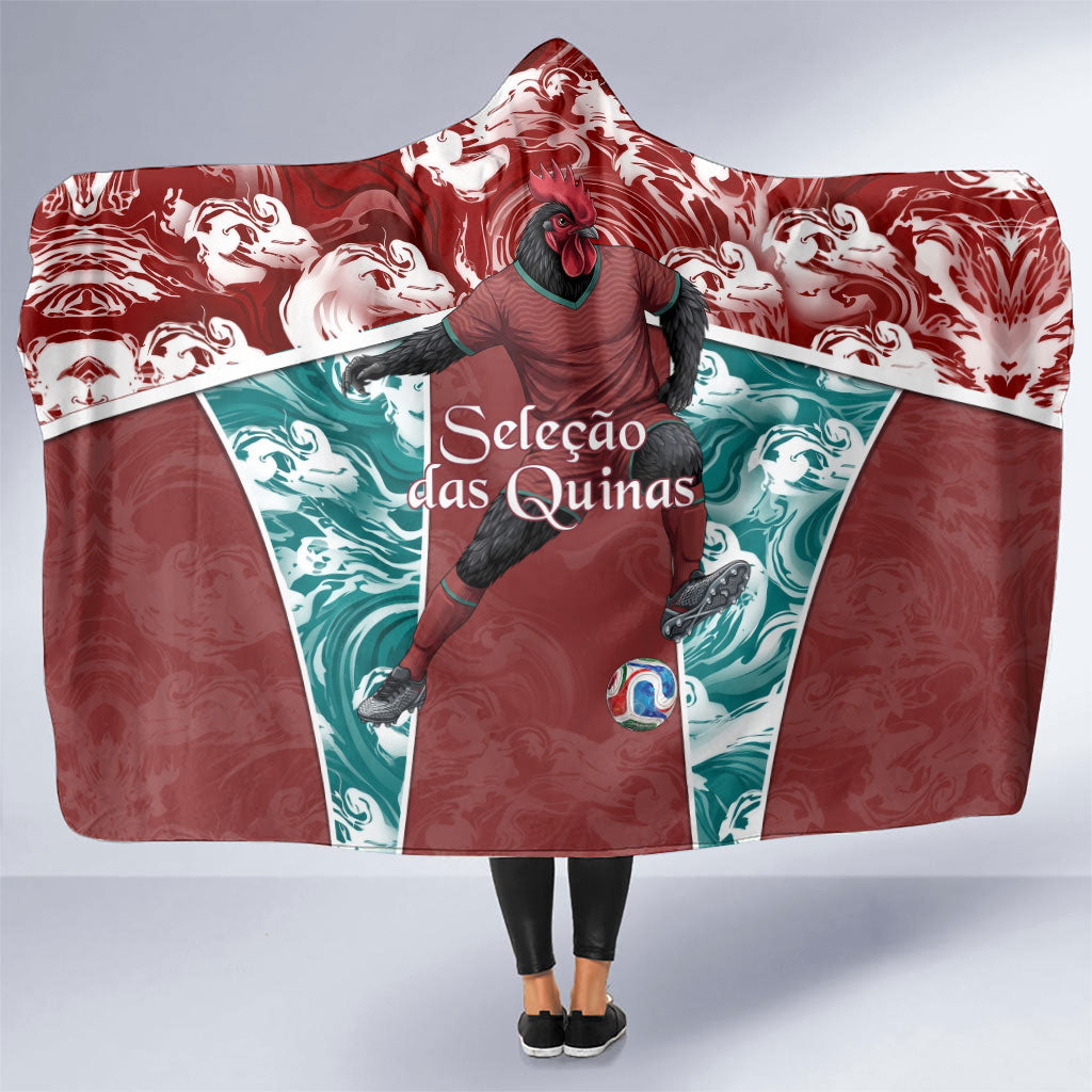 Portugal Football Hooded Blanket Selecao das Quinas Rooster Mascot Ornate Marble Swirl
