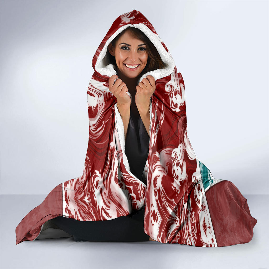 Portugal Football Hooded Blanket Selecao das Quinas Rooster Mascot Ornate Marble Swirl