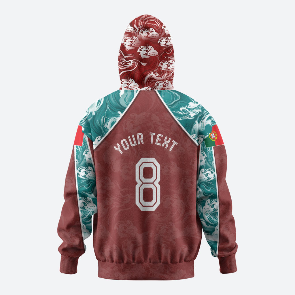 Personalized Portugal Football Hoodie Selecao das Quinas Rooster Mascot Ornate Marble Swirl