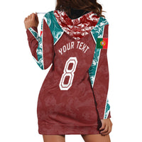 Personalized Portugal Football Hoodie Dress Selecao das Quinas Rooster Mascot Ornate Marble Swirl