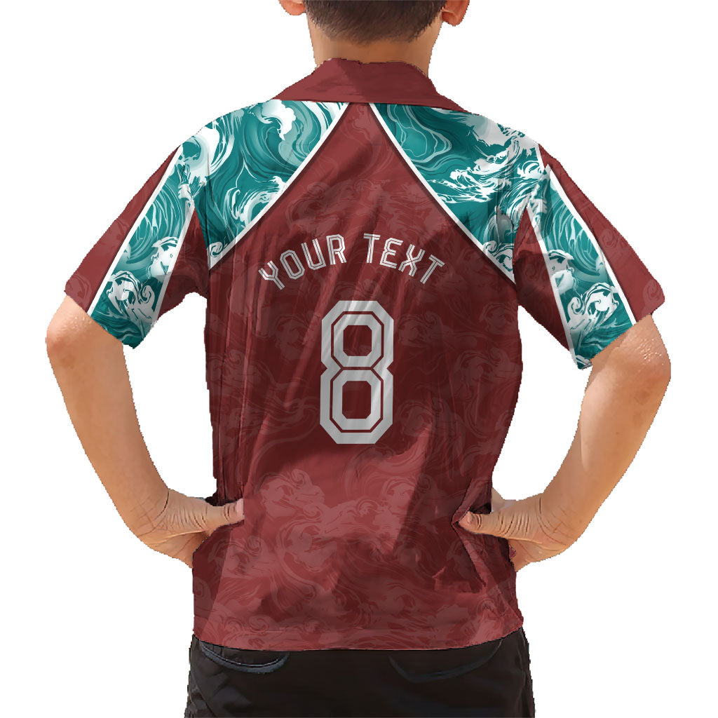 Personalized Portugal Football Kid Hawaiian Shirt Selecao das Quinas Rooster Mascot Ornate Marble Swirl
