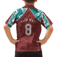 Personalized Portugal Football Kid Hawaiian Shirt Selecao das Quinas Rooster Mascot Ornate Marble Swirl