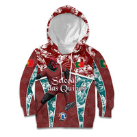 Personalized Portugal Football Kid Hoodie Selecao das Quinas Rooster Mascot Ornate Marble Swirl