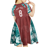 Personalized Portugal Football Kid Short Sleeve Dress Selecao das Quinas Rooster Mascot Ornate Marble Swirl