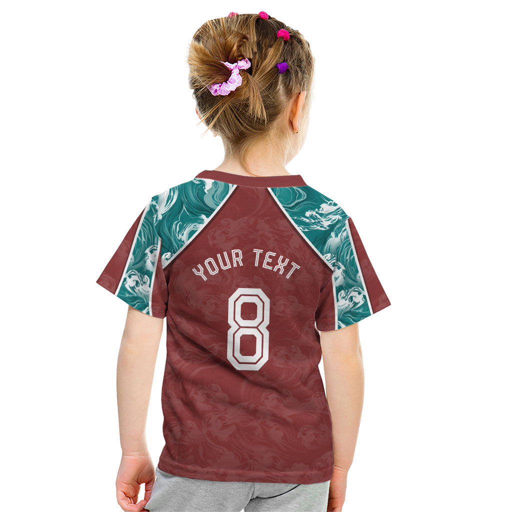 Personalized Portugal Football Kid T Shirt Selecao das Quinas Rooster Mascot Ornate Marble Swirl