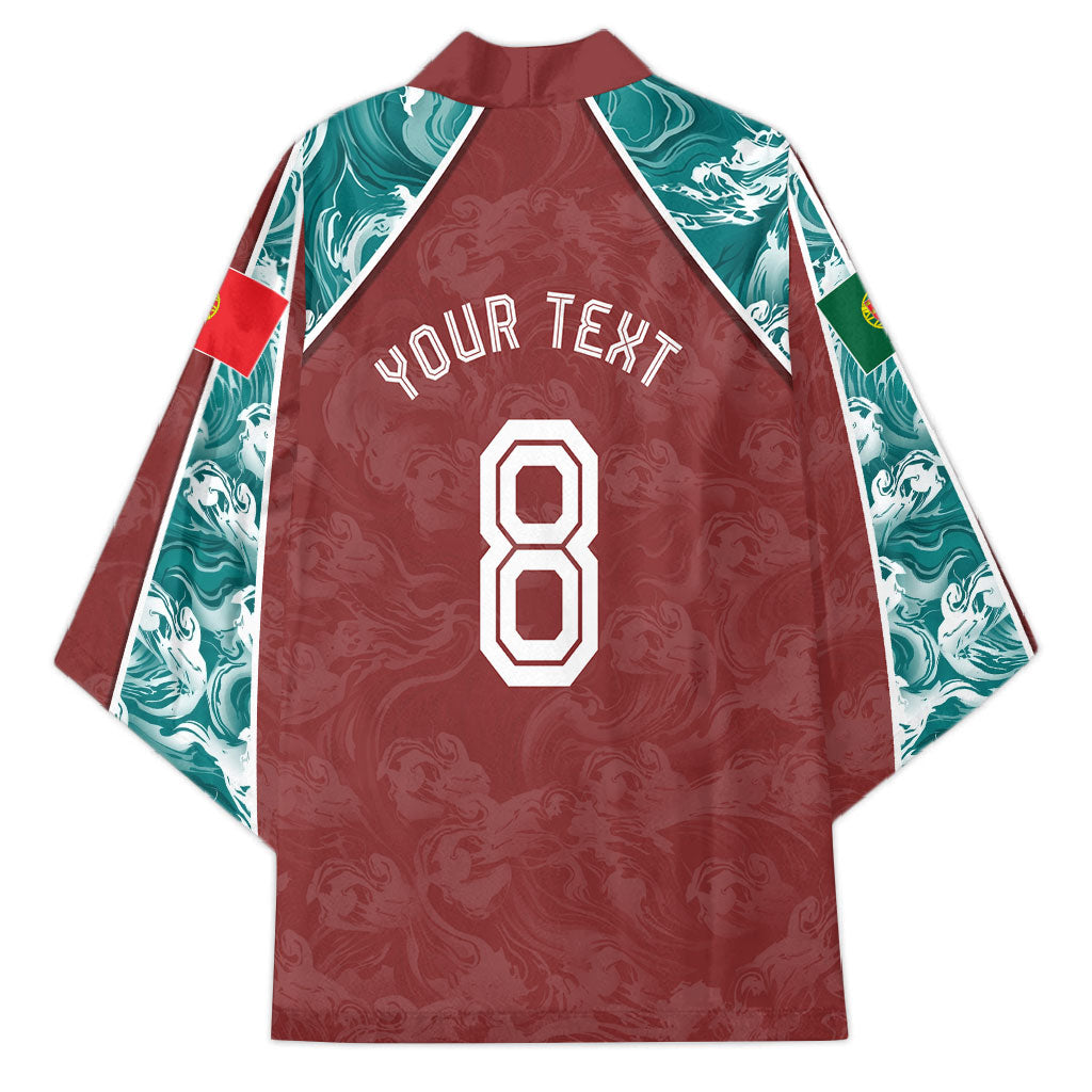 Personalized Portugal Football Kimono Selecao das Quinas Rooster Mascot Ornate Marble Swirl