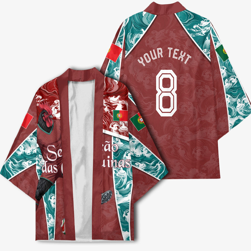 Personalized Portugal Football Kimono Selecao das Quinas Rooster Mascot Ornate Marble Swirl