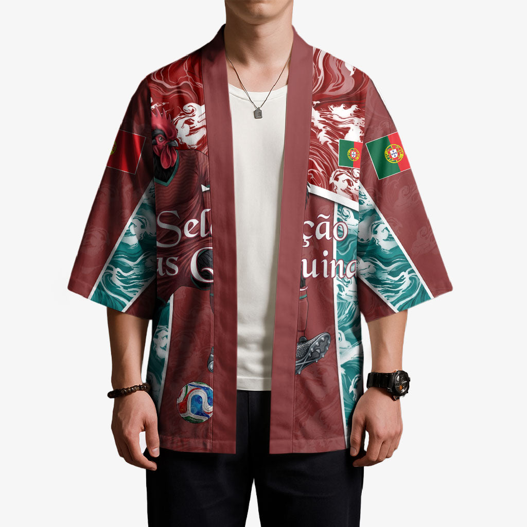 Personalized Portugal Football Kimono Selecao das Quinas Rooster Mascot Ornate Marble Swirl