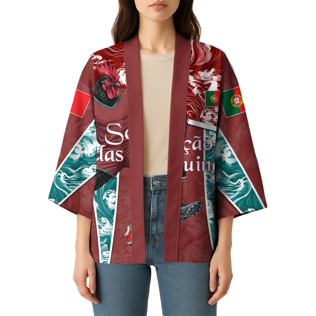 Personalized Portugal Football Kimono Selecao das Quinas Rooster Mascot Ornate Marble Swirl