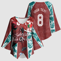 Personalized Portugal Football Kimono Sleeve Blouse Selecao das Quinas Rooster Mascot Ornate Marble Swirl