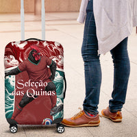 Portugal Football Luggage Cover Selecao das Quinas Rooster Mascot Ornate Marble Swirl