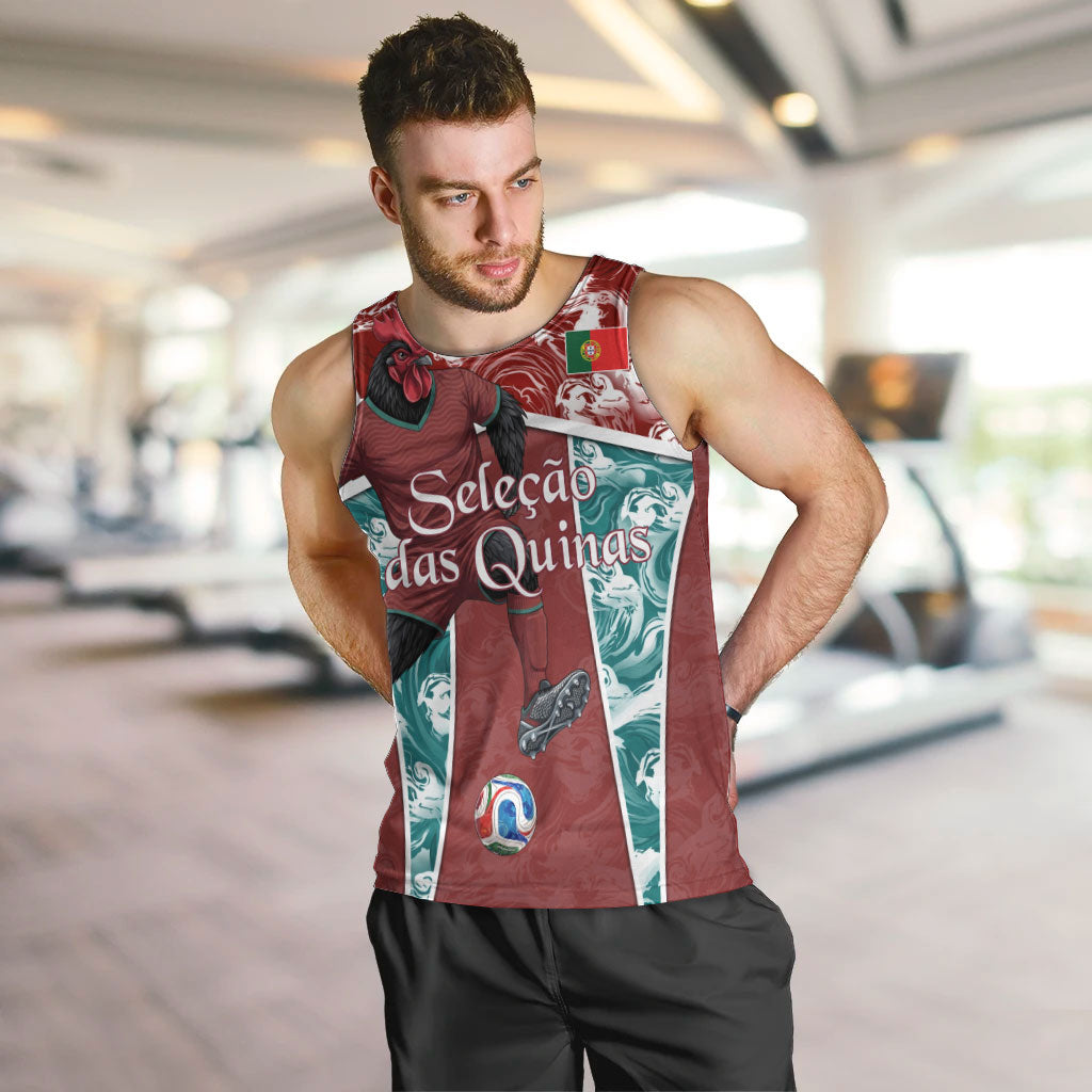 Personalized Portugal Football Men Tank Top Selecao das Quinas Rooster Mascot Ornate Marble Swirl