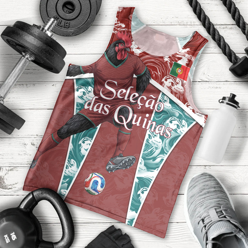 Personalized Portugal Football Men Tank Top Selecao das Quinas Rooster Mascot Ornate Marble Swirl