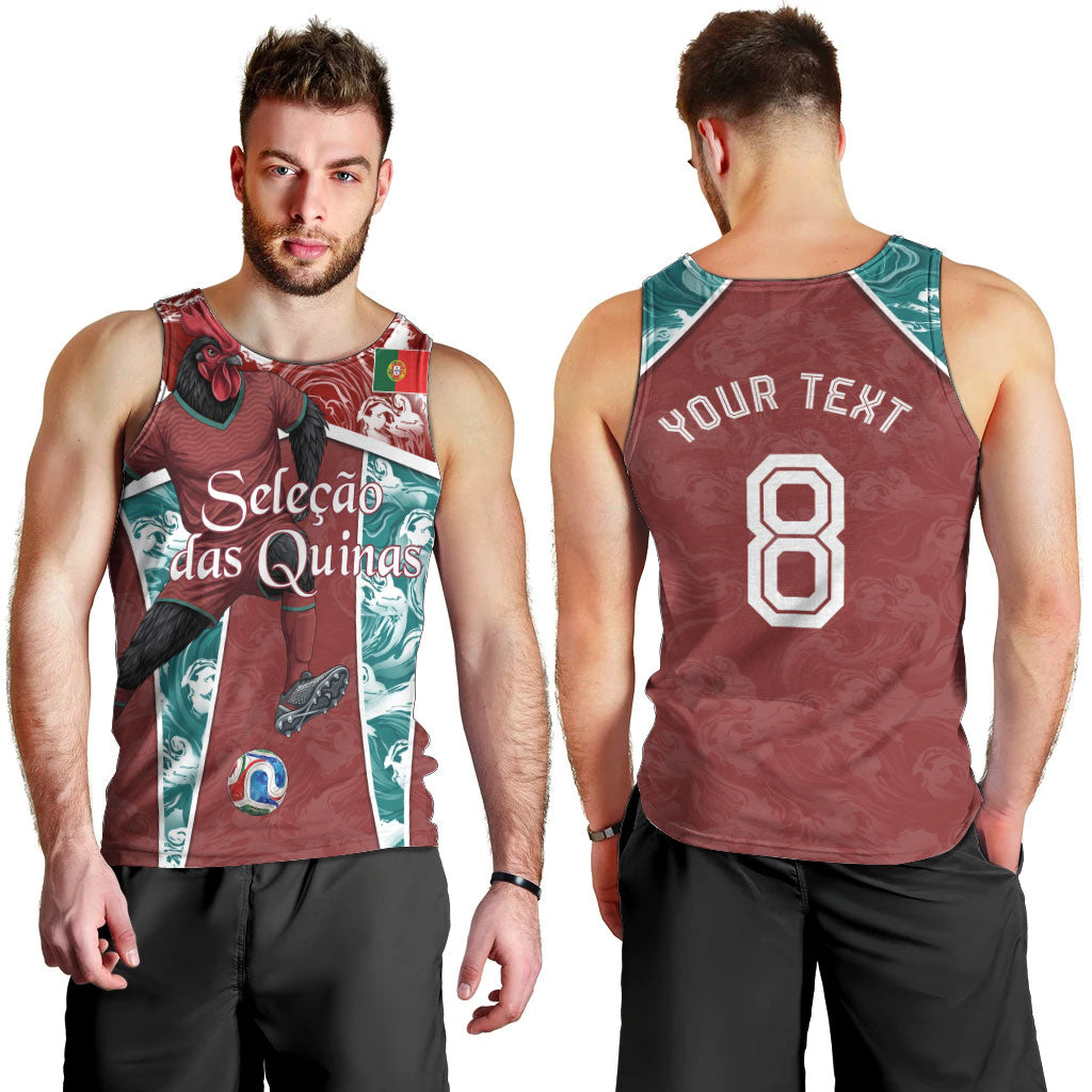 Personalized Portugal Football Men Tank Top Selecao das Quinas Rooster Mascot Ornate Marble Swirl