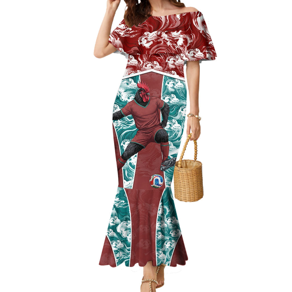 Portugal Football Mermaid Dress Selecao das Quinas Rooster Mascot Ornate Marble Swirl
