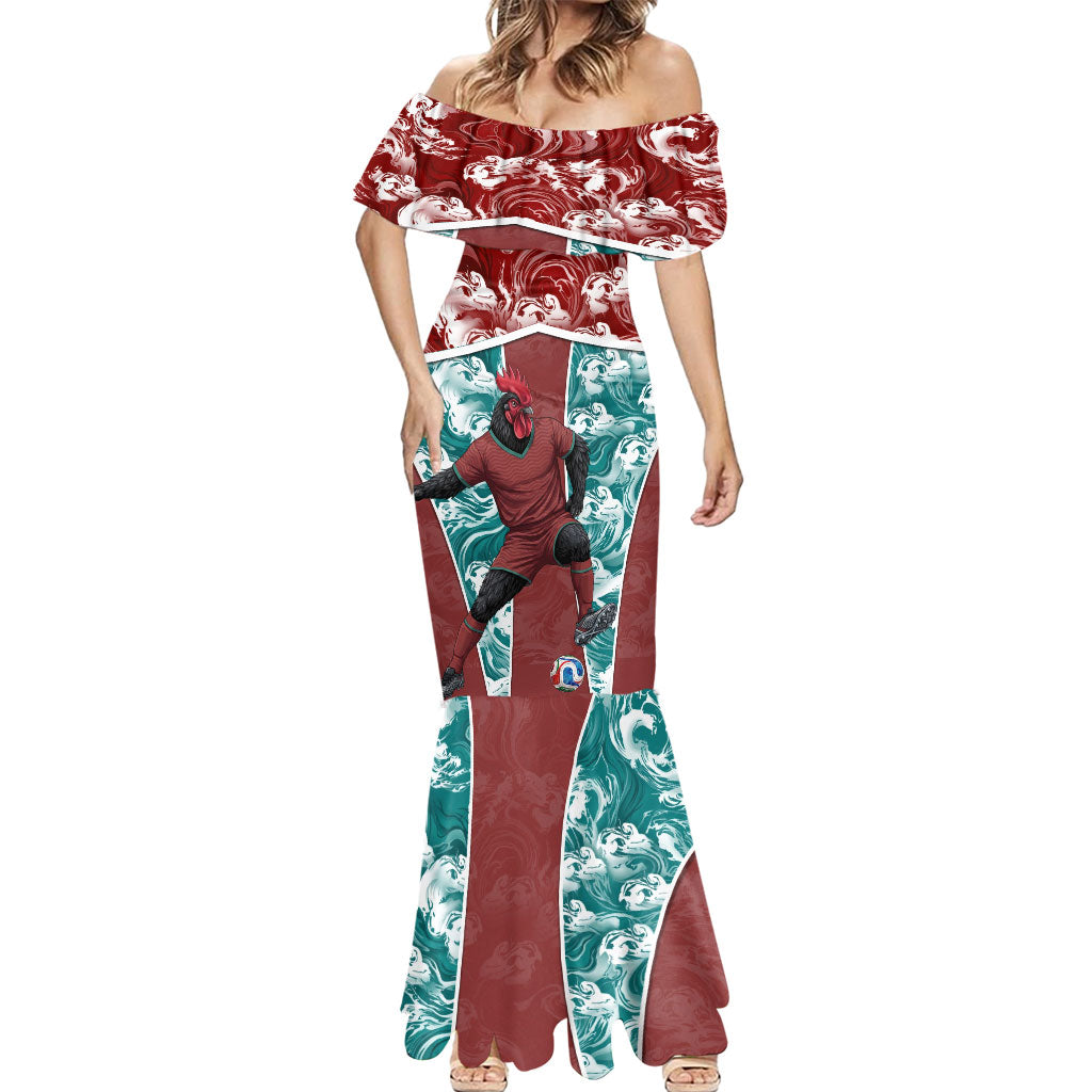 Portugal Football Mermaid Dress Selecao das Quinas Rooster Mascot Ornate Marble Swirl
