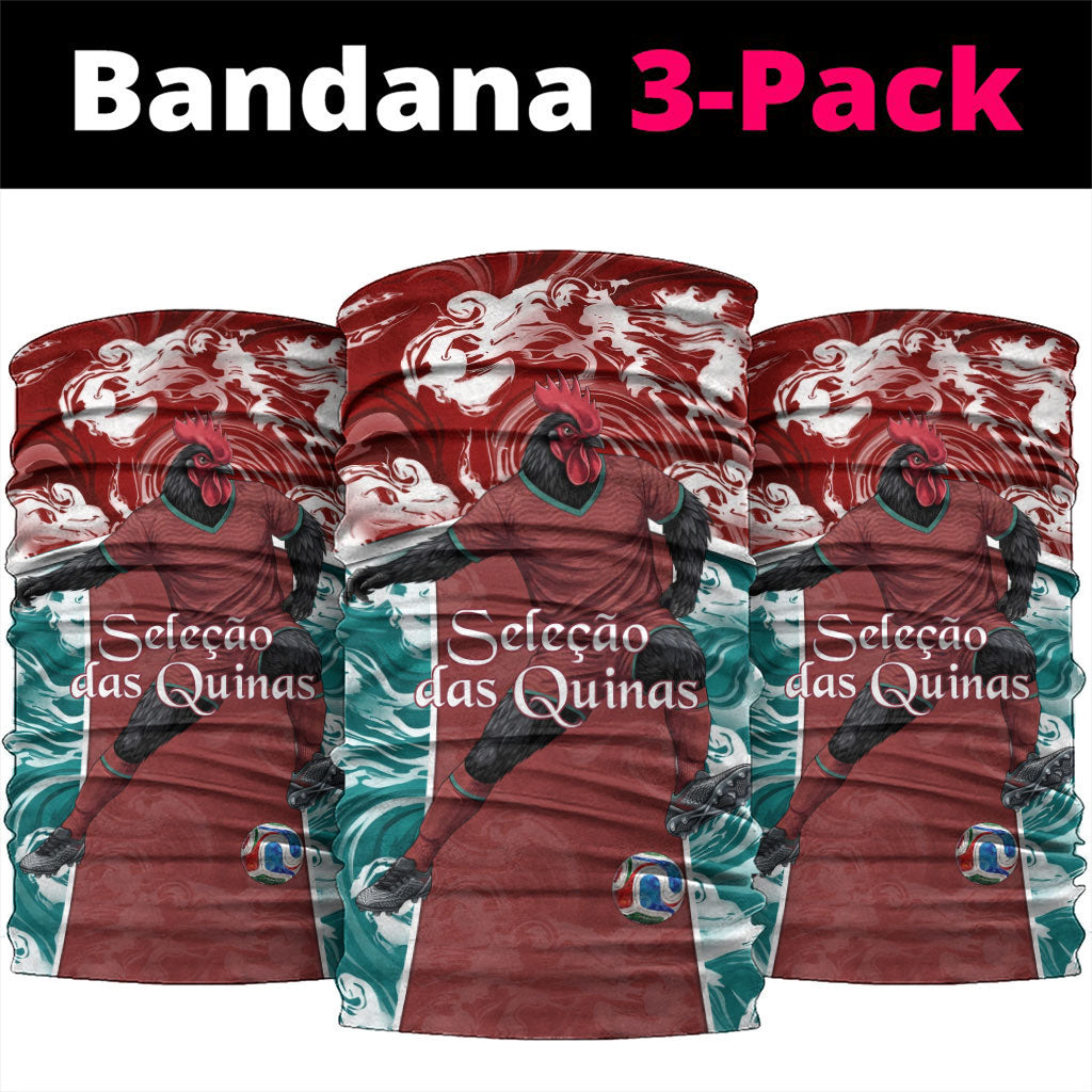 Portugal Football Neck Gaiter Selecao das Quinas Rooster Mascot Ornate Marble Swirl