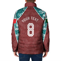 Personalized Portugal Football Padded Jacket Selecao das Quinas Rooster Mascot Ornate Marble Swirl