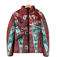 Personalized Portugal Football Padded Jacket Selecao das Quinas Rooster Mascot Ornate Marble Swirl