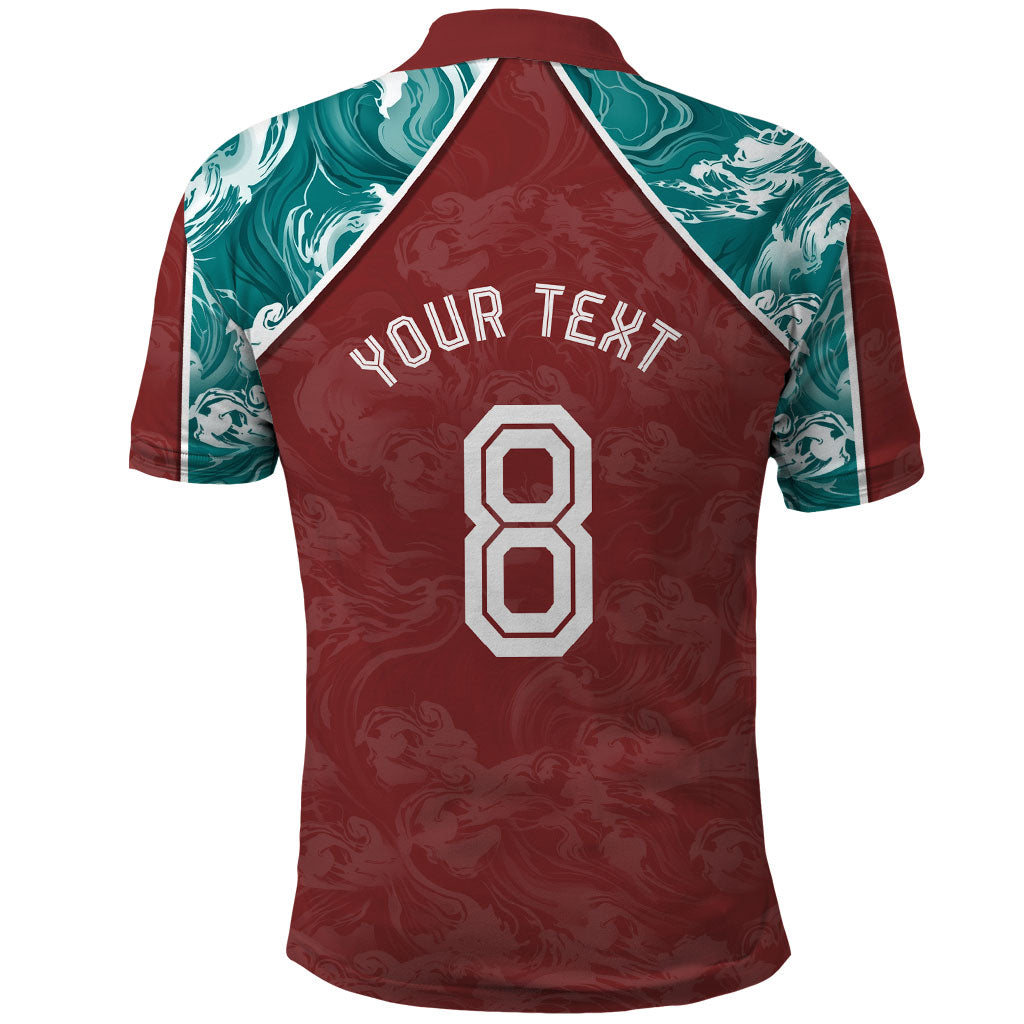 Personalized Portugal Football Polo Shirt Selecao das Quinas Rooster Mascot Ornate Marble Swirl