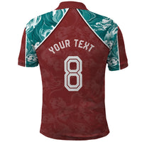 Personalized Portugal Football Polo Shirt Selecao das Quinas Rooster Mascot Ornate Marble Swirl