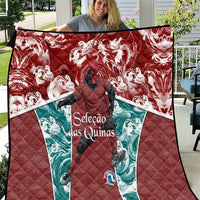 Portugal Football Quilt Selecao das Quinas Rooster Mascot Ornate Marble Swirl