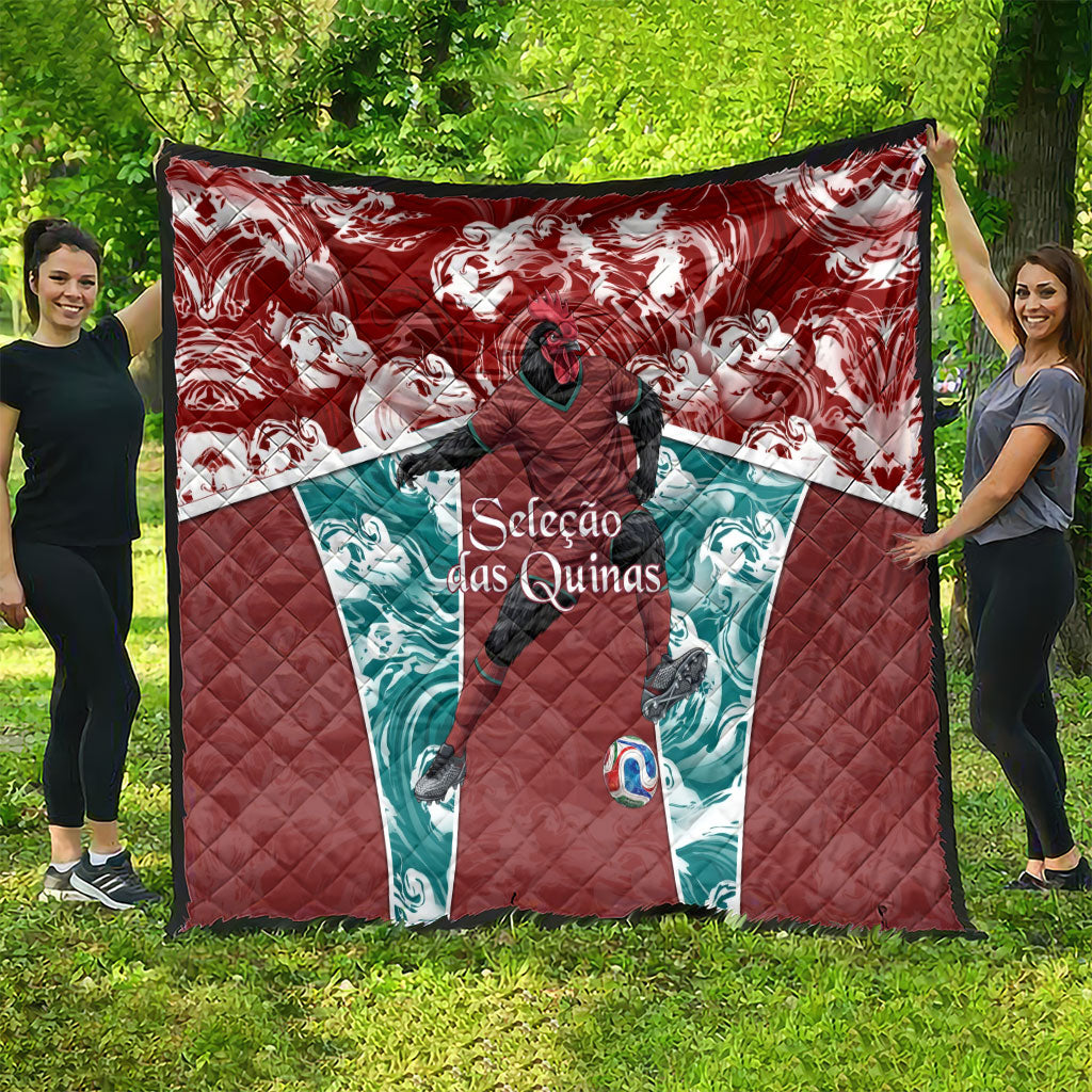 Portugal Football Quilt Selecao das Quinas Rooster Mascot Ornate Marble Swirl