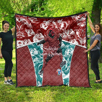 Portugal Football Quilt Selecao das Quinas Rooster Mascot Ornate Marble Swirl