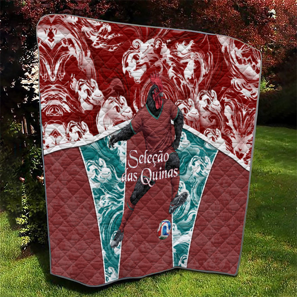 Portugal Football Quilt Selecao das Quinas Rooster Mascot Ornate Marble Swirl