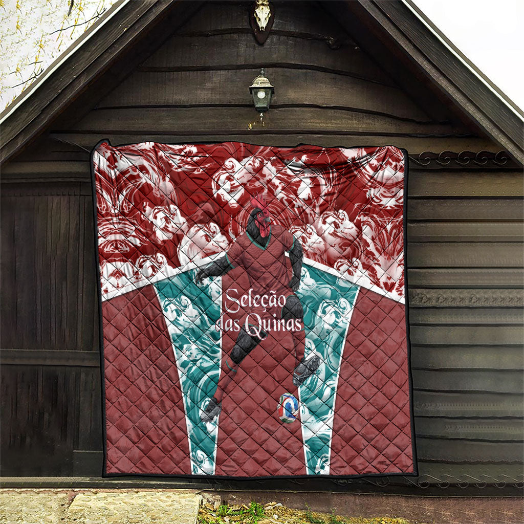 Portugal Football Quilt Selecao das Quinas Rooster Mascot Ornate Marble Swirl