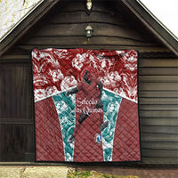 Portugal Football Quilt Selecao das Quinas Rooster Mascot Ornate Marble Swirl