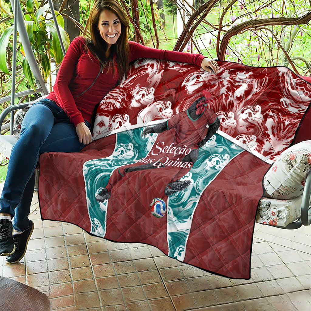 Portugal Football Quilt Selecao das Quinas Rooster Mascot Ornate Marble Swirl