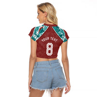 Personalized Portugal Football Raglan Cropped T Shirt Selecao das Quinas Rooster Mascot Ornate Marble Swirl