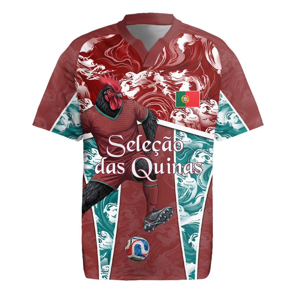 Personalized Portugal Football Rugby Jersey Selecao das Quinas Rooster Mascot Ornate Marble Swirl