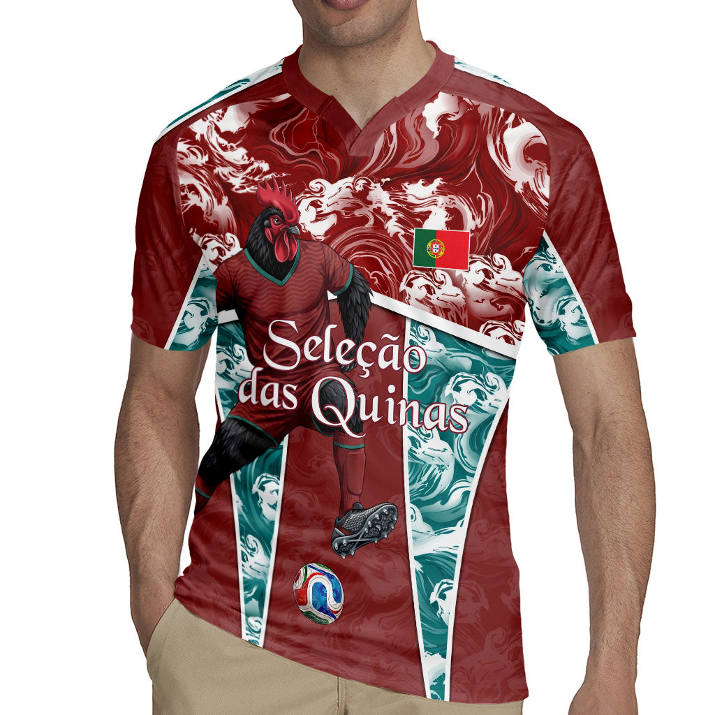 Personalized Portugal Football Rugby Jersey Selecao das Quinas Rooster Mascot Ornate Marble Swirl