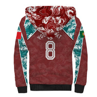 Personalized Portugal Football Sherpa Hoodie Selecao das Quinas Rooster Mascot Ornate Marble Swirl