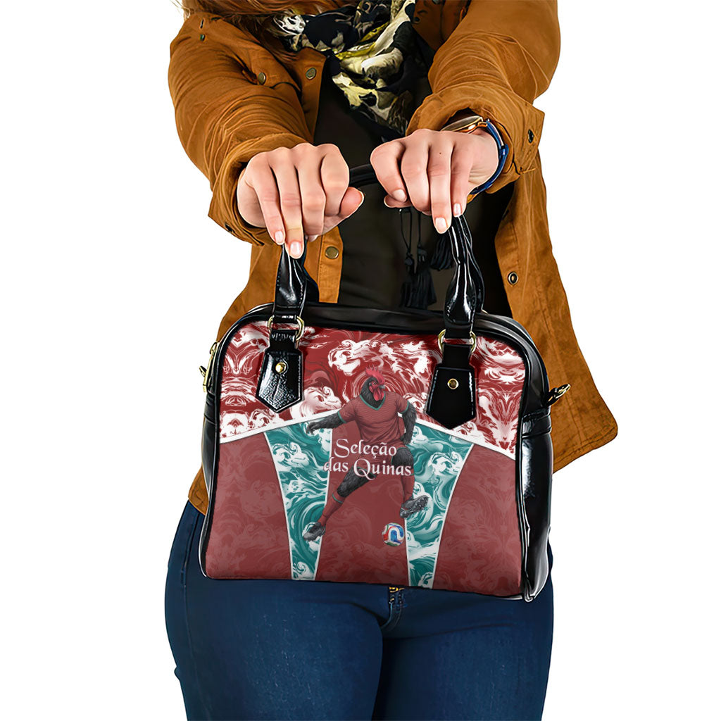 Portugal Football Shoulder Handbag Selecao das Quinas Rooster Mascot Ornate Marble Swirl