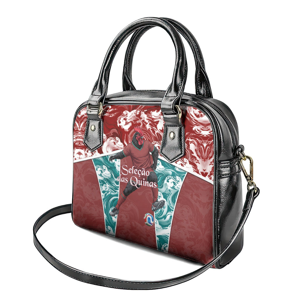 Portugal Football Shoulder Handbag Selecao das Quinas Rooster Mascot Ornate Marble Swirl