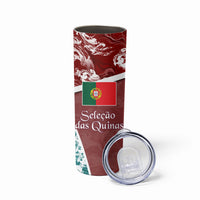 Portugal Football Skinny Tumbler Selecao das Quinas Rooster Mascot Ornate Marble Swirl