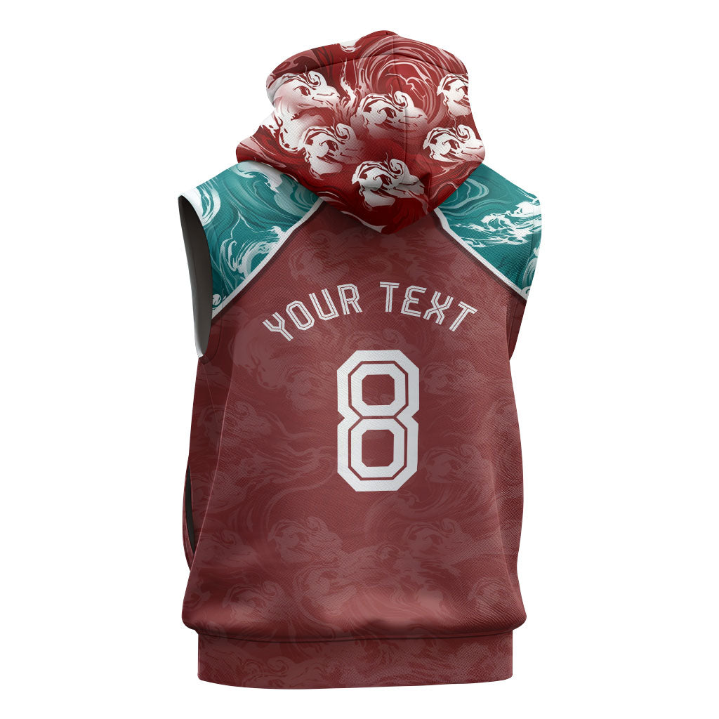 Personalized Portugal Football Sleeveless Hoodie Selecao das Quinas Rooster Mascot Ornate Marble Swirl