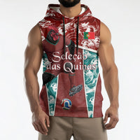 Personalized Portugal Football Sleeveless Hoodie Selecao das Quinas Rooster Mascot Ornate Marble Swirl