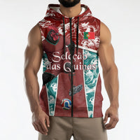 Personalized Portugal Football Sleeveless Zip Hoodie Selecao das Quinas Rooster Mascot Ornate Marble Swirl