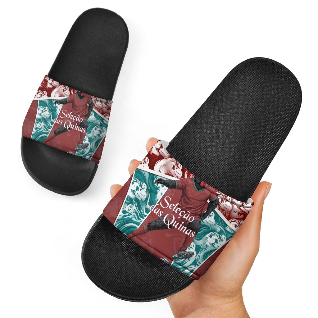 Portugal Football Slide Sandals Selecao das Quinas Rooster Mascot Ornate Marble Swirl