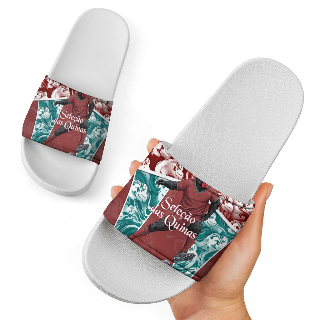 Portugal Football Slide Sandals Selecao das Quinas Rooster Mascot Ornate Marble Swirl