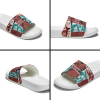 Portugal Football Slide Sandals Selecao das Quinas Rooster Mascot Ornate Marble Swirl