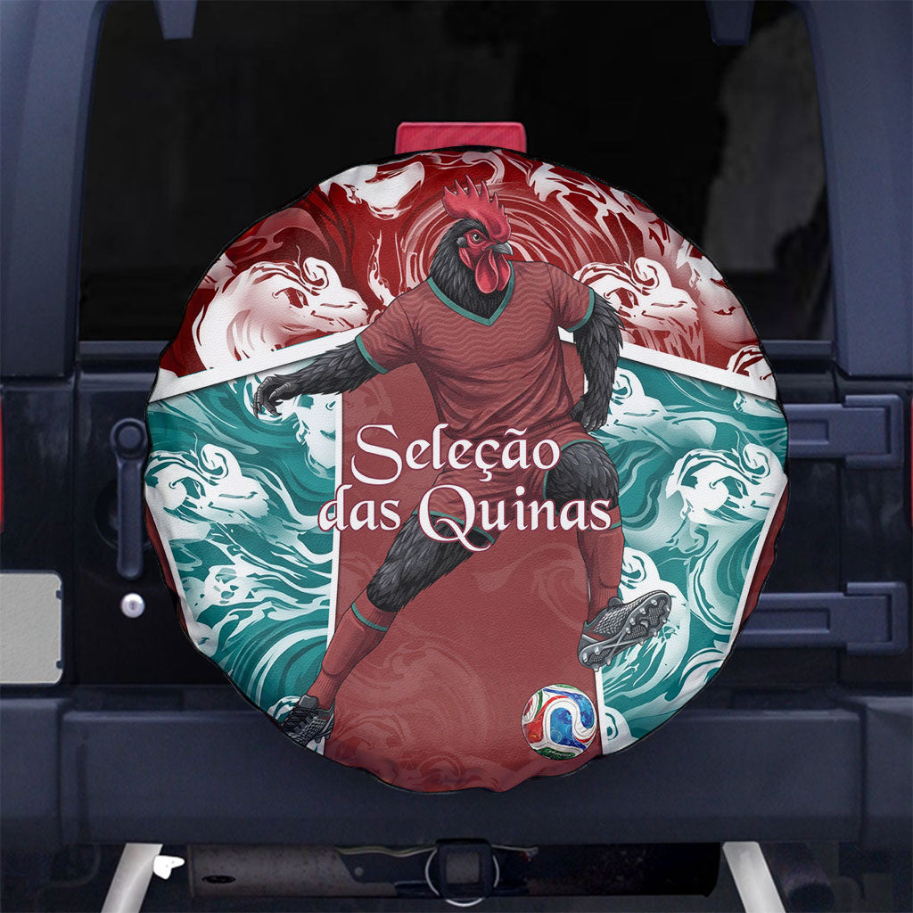 Portugal Football Spare Tire Cover Selecao das Quinas Rooster Mascot Ornate Marble Swirl