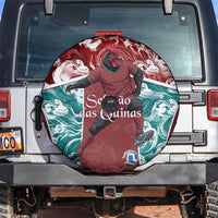 Portugal Football Spare Tire Cover Selecao das Quinas Rooster Mascot Ornate Marble Swirl